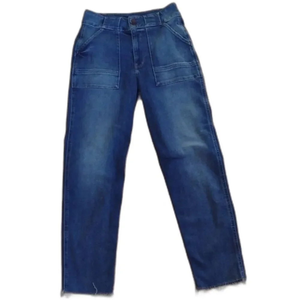 Hollister Ultra Rise Mom Jeans Vintage Stretch Raw Hem Medium Wash Size 5R